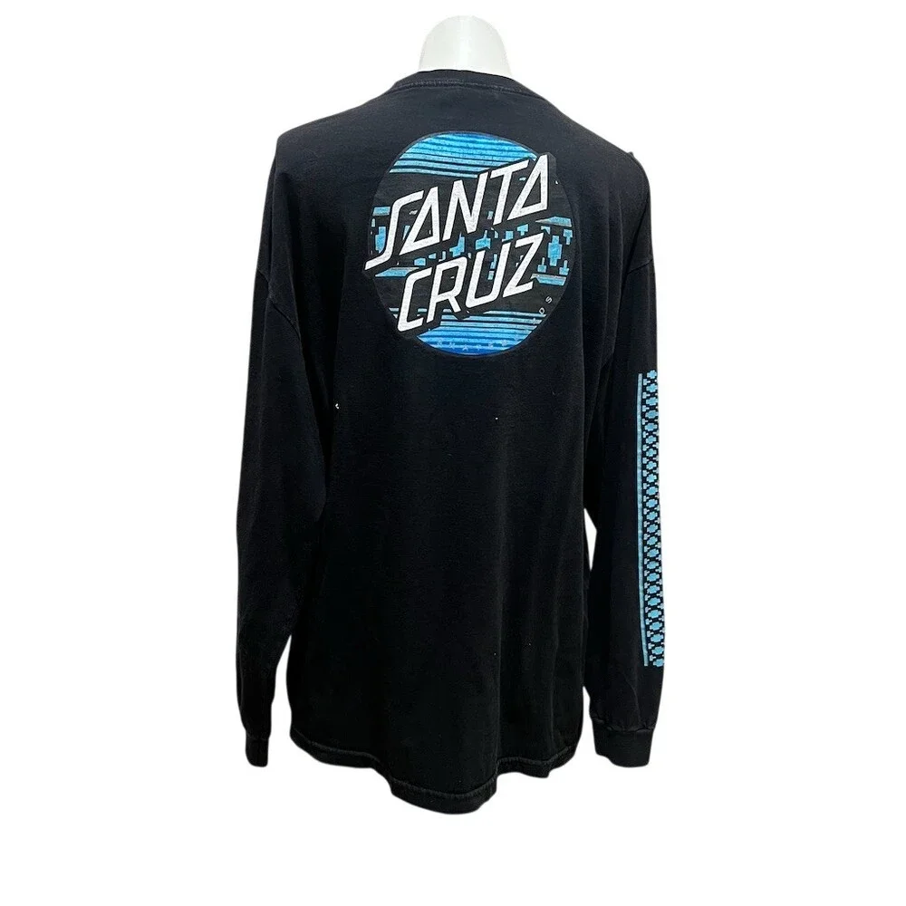 Santa Cruz Long Sleeve Graphic T-Shirt Men's XL Black Blue Wave Dot Logo - Picture 7 of 10
